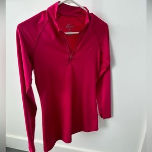 Nike Pro half-zip dri-fit pullover in hot pink. Size small.